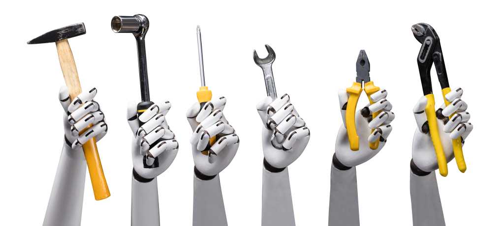 3849532-0-50082500-1743411705-shutterstock_1016367706-1 Close-up of robot hands holding tools on white background